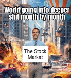 Stock Market Chaos Meme with Ryan Reynolds "Free Guy"